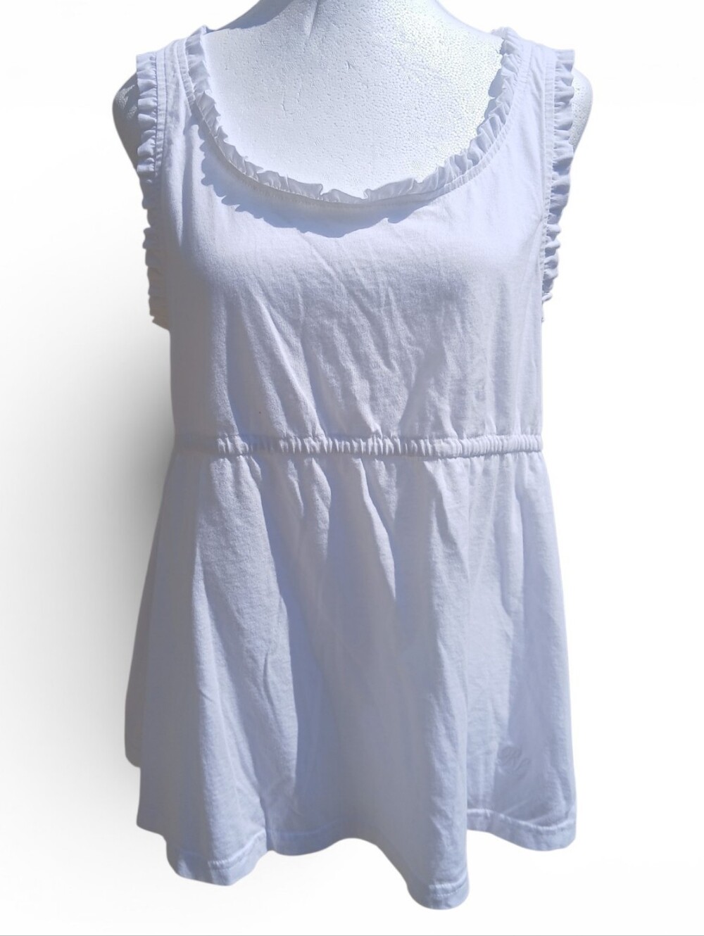 Polo Jeans Co. Ralph Lauren White Ruffle-Trim Sleeveless Peplum Tank Top Large